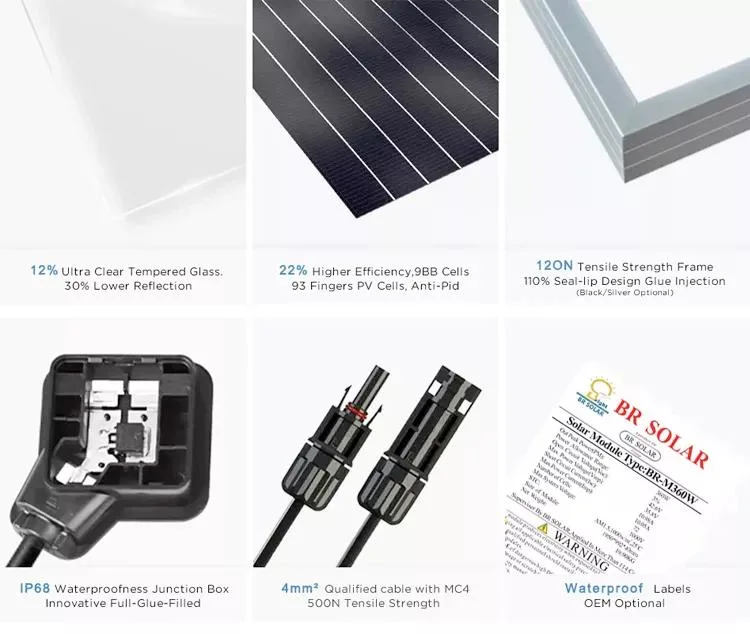 Wholesale Certificate Single 500W/540W/545W/555W Bifacial Perc Mono/Mini BIPV/PV Monocrystalline Flexible Solar Power Energy System Panel